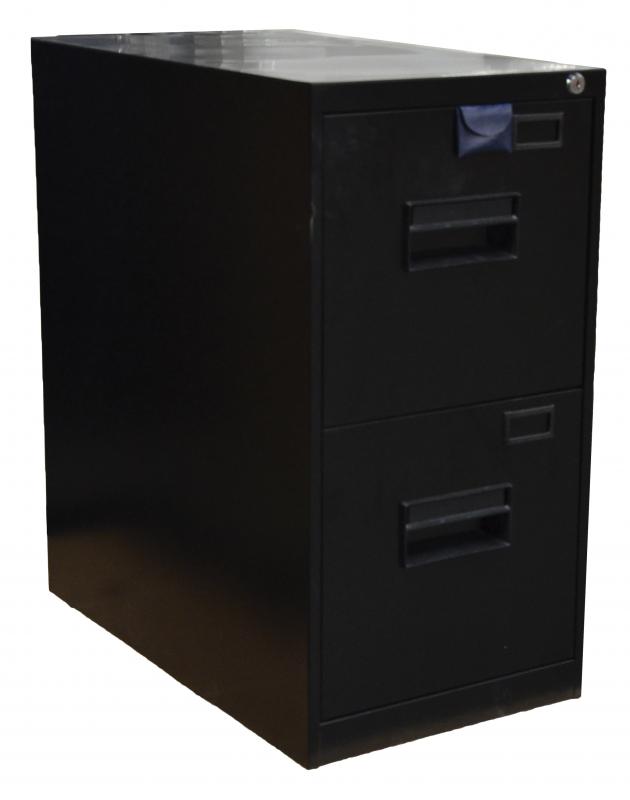 Black Letter Vertical File Cabinet with Two Drawers